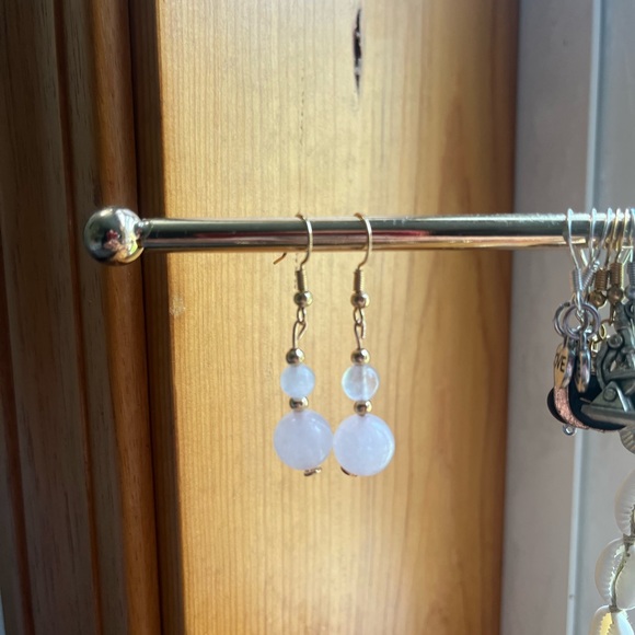 Genuine rose quartz drop earrings - Picture 4 of 4